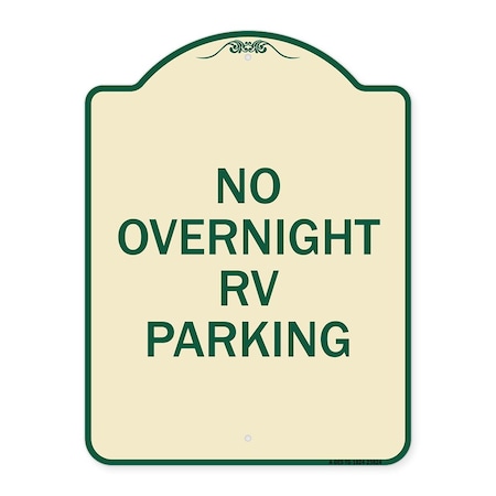 Signmission No Overnight RV Parking Heavy-Gauge Aluminum Architectural Sign, 24" x 18", TG-1824-23824 A-DES-TG-1824-23824